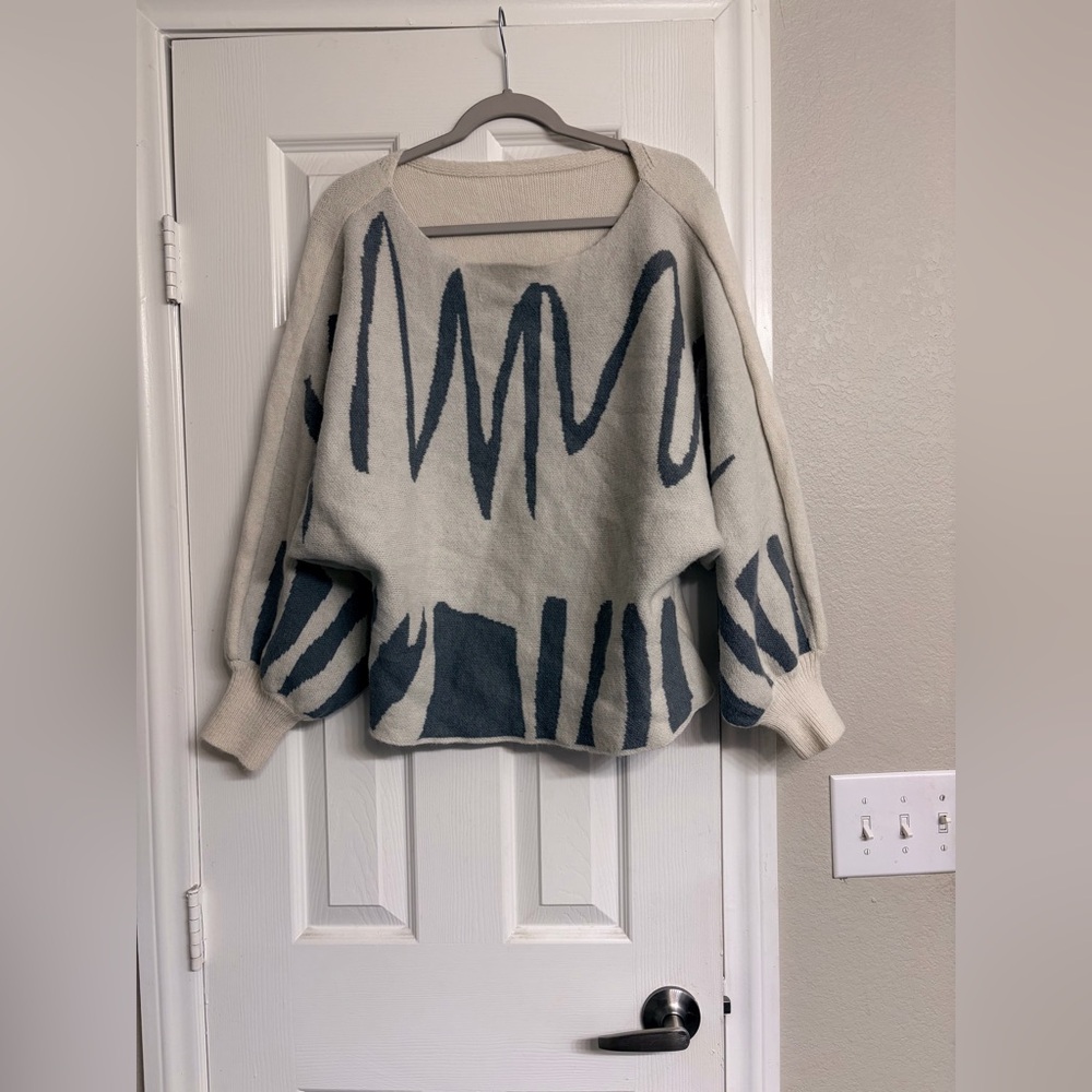 Stylish Blue and Cream Sweater